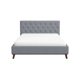 Graceville Mid-Century Modern Queen//King Light Grey Fabric Platform Bed (size: Queen)