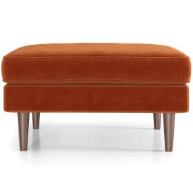 Amber Mid-Century Modern Square Upholstered Ottoman (Upholstery: Burnt Orange Velvet)