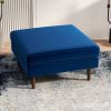 Amber Mid-Century Modern Square Upholstered Ottoman