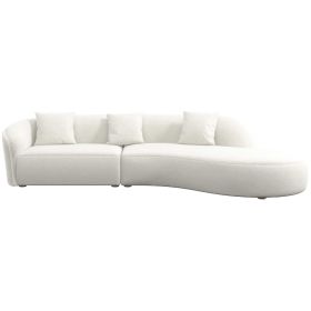 Elijah Japandi Style Curvy Sectional Sofa (Upholstery: Ivory Boucle, Width: 126")