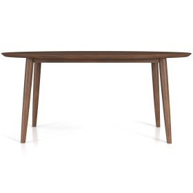 Ada Mid Century Modern Style Solid Wood Walnut Oval Dining Table (Color: Walnut)