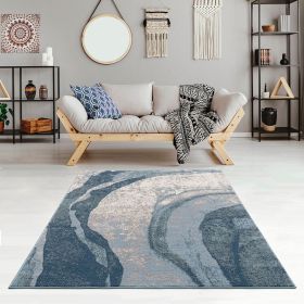 Abstract Wave Area Rug (Color: as Pic)