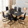 Table and chair set, modern dining table, patterned table top and black MDF table legs, soft and comfortable dining chair, perfect for dinner, meeting