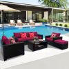 Outdoor Garden Patio Furniture 7-Piece PE Rattan Wicker Cushioned Sofa Sets and Coffee Table, patio furniture set;outdoor couch;outdoor couch patio fu