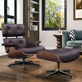 Living Room TALL SIZE Lounge Chair Armchair Seat Ottoman Club 8 Layer Plywood Frame Chair (Model: Dark Brown Walnut -XL)