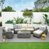 5-Piece Outdoor Aluminum Rattan Furniture Patio Set with Cushions