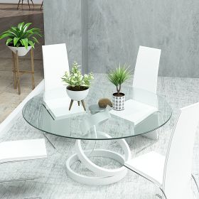 30" Inch Round Tempered Glass Table Top Clear Glass 1/4" Inch Thick Round Polished Edge (Color: as Pic)