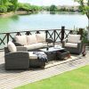 5-Piece Outdoor Aluminum Rattan Furniture Patio Set with Cushions