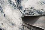 "Ziv" Luxury Area Rug in Blue and Grey Abstract Design