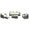 5-Piece Outdoor Aluminum Rattan Furniture Patio Set with Cushions