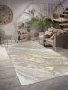 "Adina" Luxury Area Rug in Beige, Gold and Blue Abstract Design