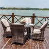 Direct Wicker 5-Piece Aluminum Wicker Round Outdoor Dining Set with Cushions