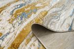 "Adina" Luxury Area Rug in Beige, Gold and Blue Abstract Design