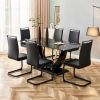 Table and chair set, modern dining table, patterned table top and black MDF table legs, soft and comfortable dining chair, perfect for dinner, meeting