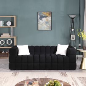 84.3 length ,35.83" deepth ,human body structure for USA people, marshmallow sofa,boucle sofa ,White color,3 seater (Color: Black)